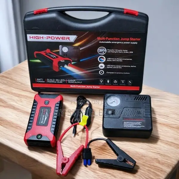 12v 99800mah Car Jump Starter With Built-in Tire Inflator Power Bank