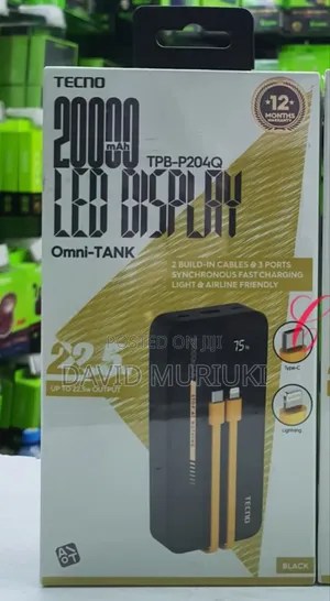 Tecno TPB-P204q 20000mah 22.5w Omni Tank Power Banks With Led Display