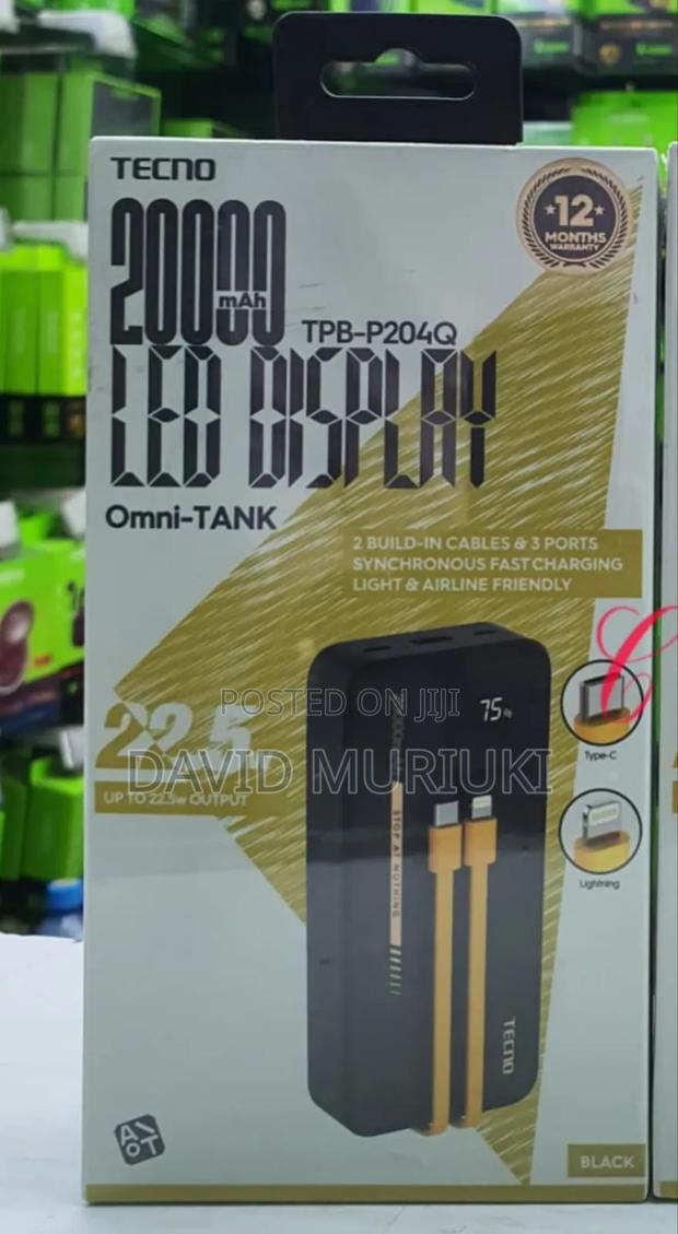 Tecno TPB-P204q 20000mah 22.5w Omni Tank Power Banks With Led Display