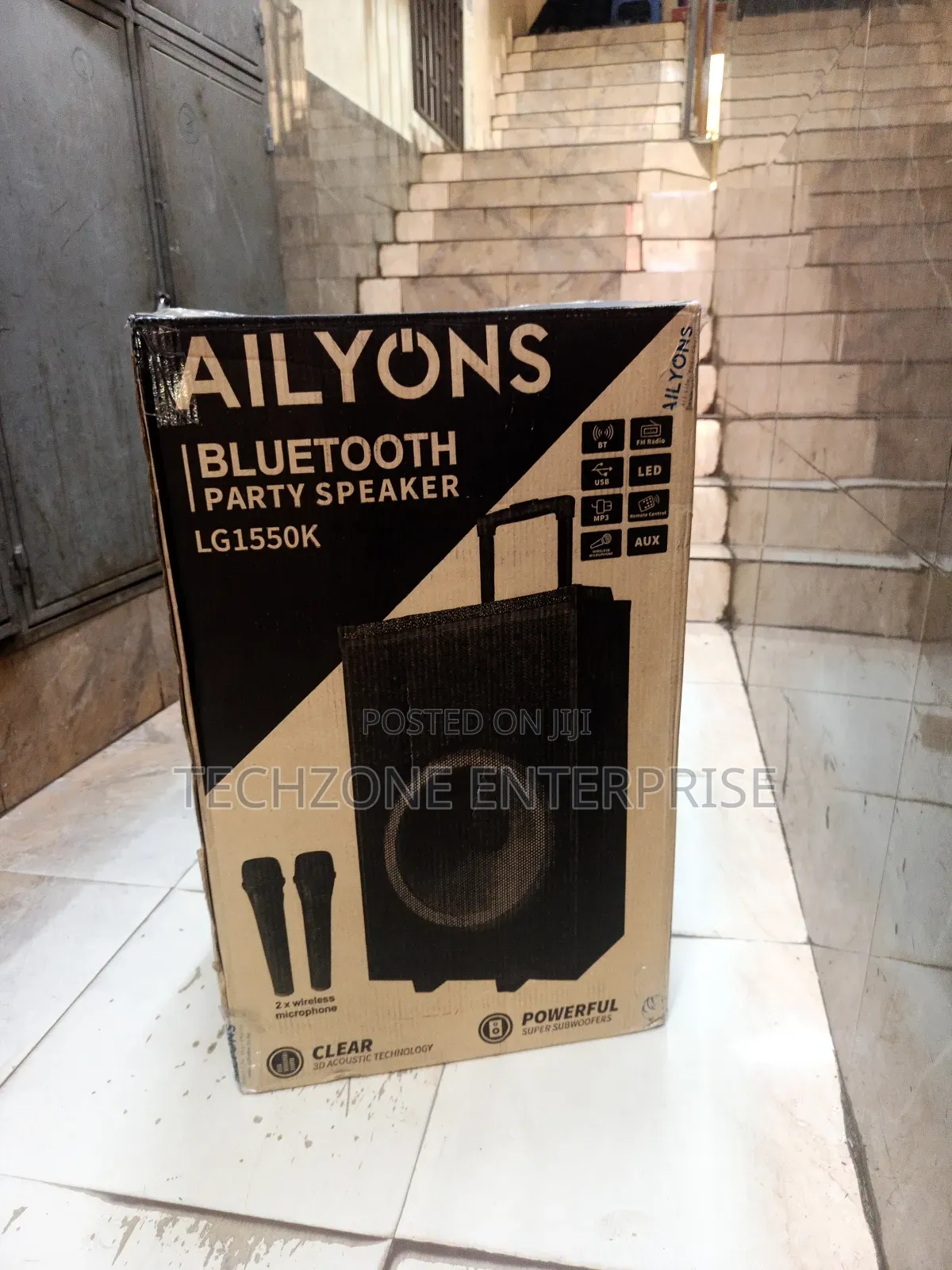 Ailyons 15” Portable Party Speaker With Built-in Amplifier 