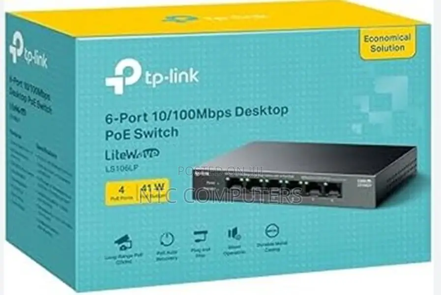 Tplink Ls106p 6-port 10/100mbps Desktop Switch With 4-port Poe+