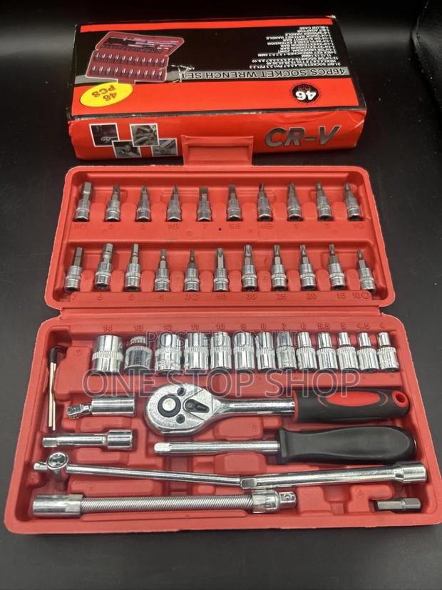 46pc Ratchet Wrench Socket Set 1/4 Inch Drive Socket - main view
