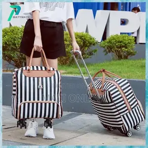 20-Inch Leather Rolling Luggage Suitcase Travel Bag With Trolley Wheel
