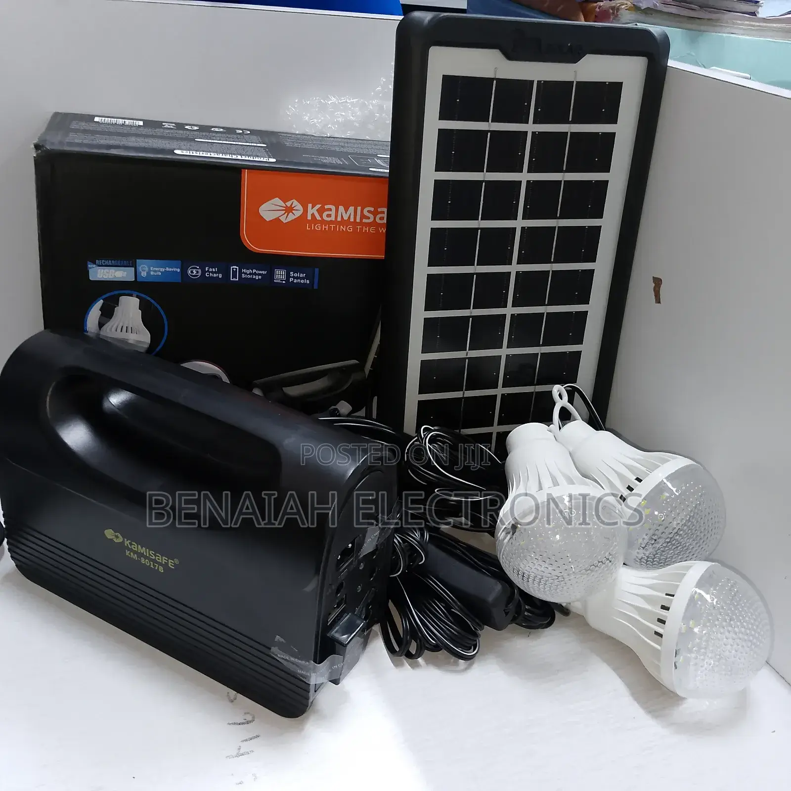 Kamisafe Solar Lighting Kit, Three Bulbs