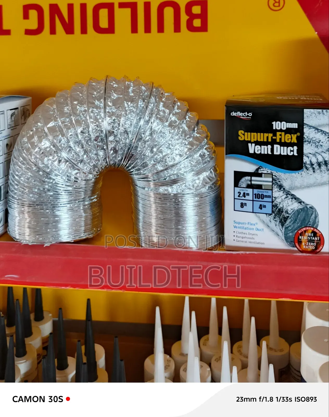 100mm Air Vent Duct 2.4 MTRS