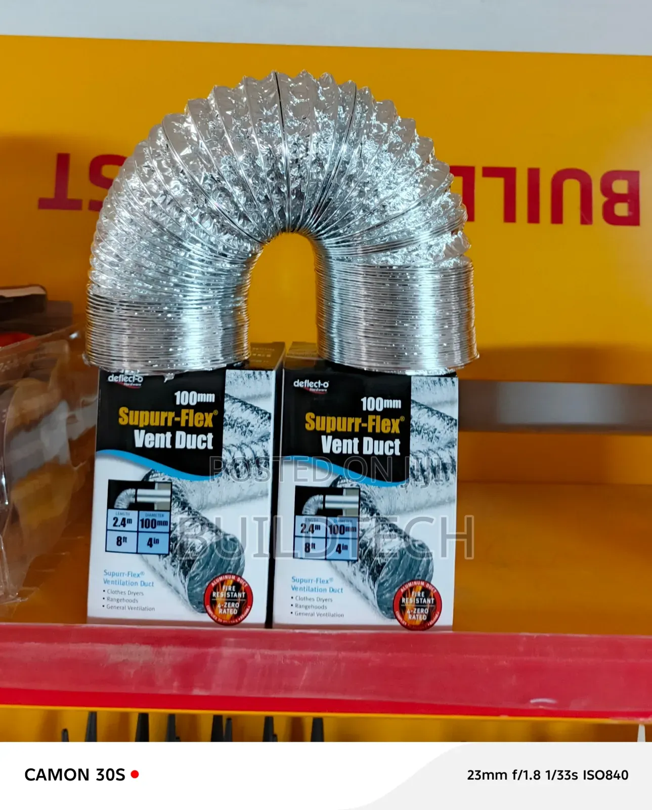 100mm Air Vent Duct 2.4 MTRS