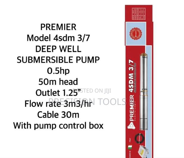 Premier Deep Well Pump 0.5hp 50m 3m3/Hr + 30m Cable Control Box 
