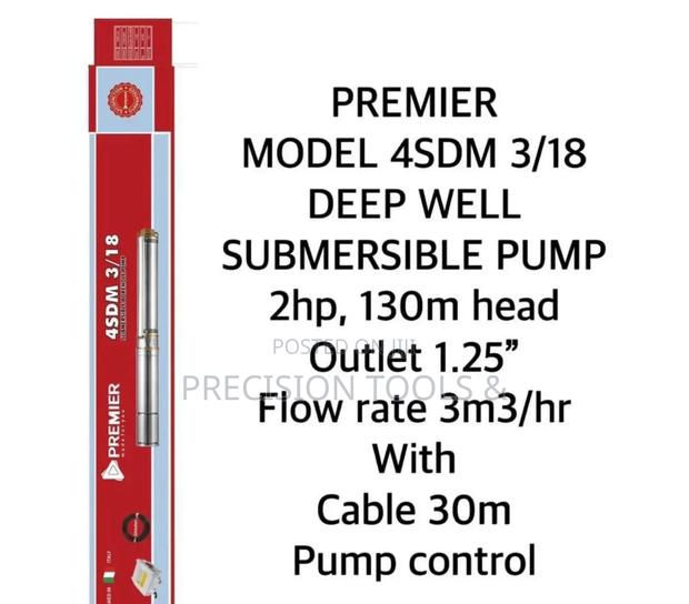 Premier Deep Well Pump 2hp 130m 3m3/Hr + 30m Cable Control Box