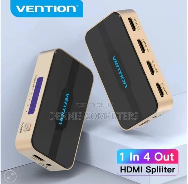 Vention 1 in 4 Out Hdmi Splitter at 30hz Gold Aluminum Alloy Type