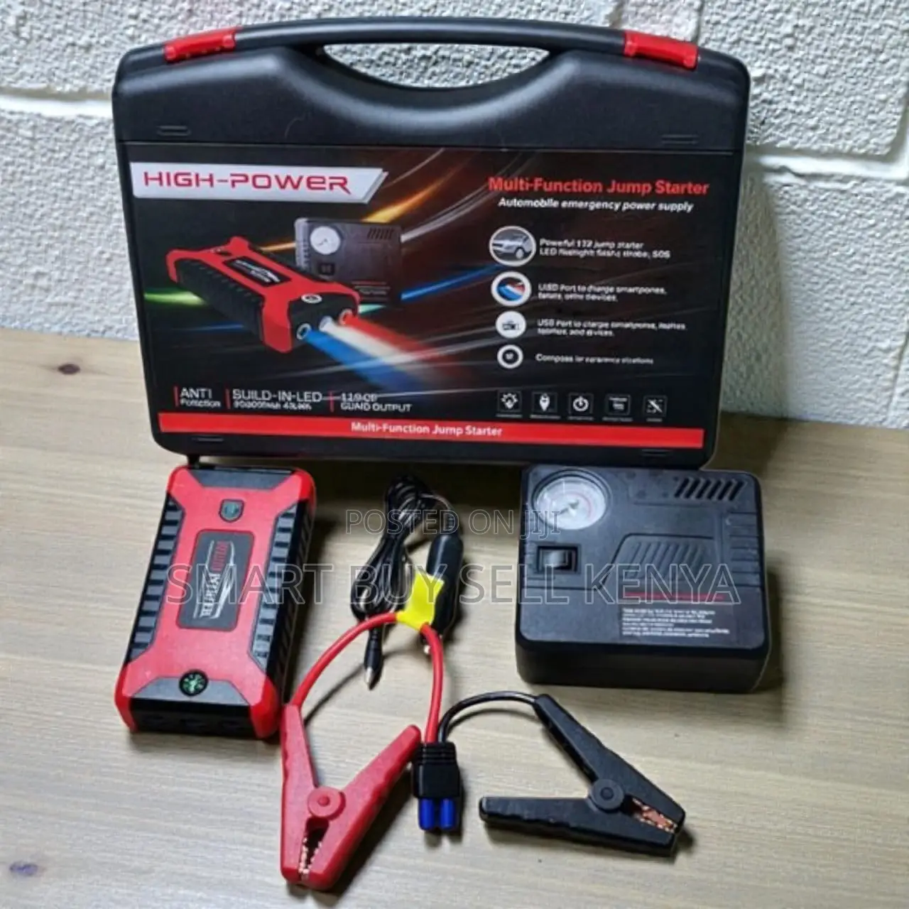 99800mah Emergency 12v Jump Starter With Built-in Air Compressor Pump
