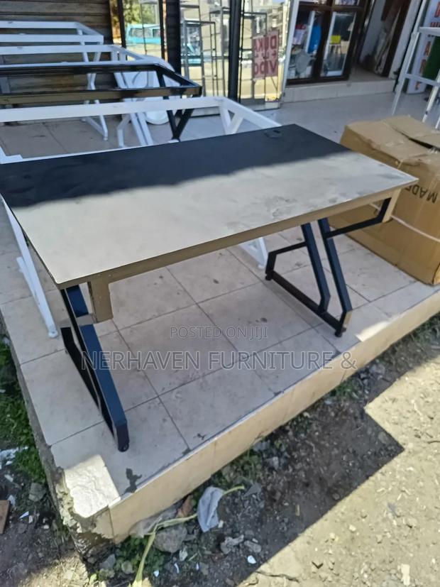 Black Heavy-Duty Metal Frame Office Study Desk