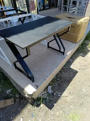 Black Heavy-Duty Metal Frame Office Study Desk