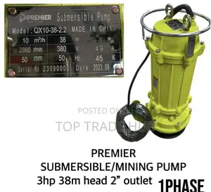 Premier Submersible Sewage/Mining Pump 3hp 2" Outlet  38m Head