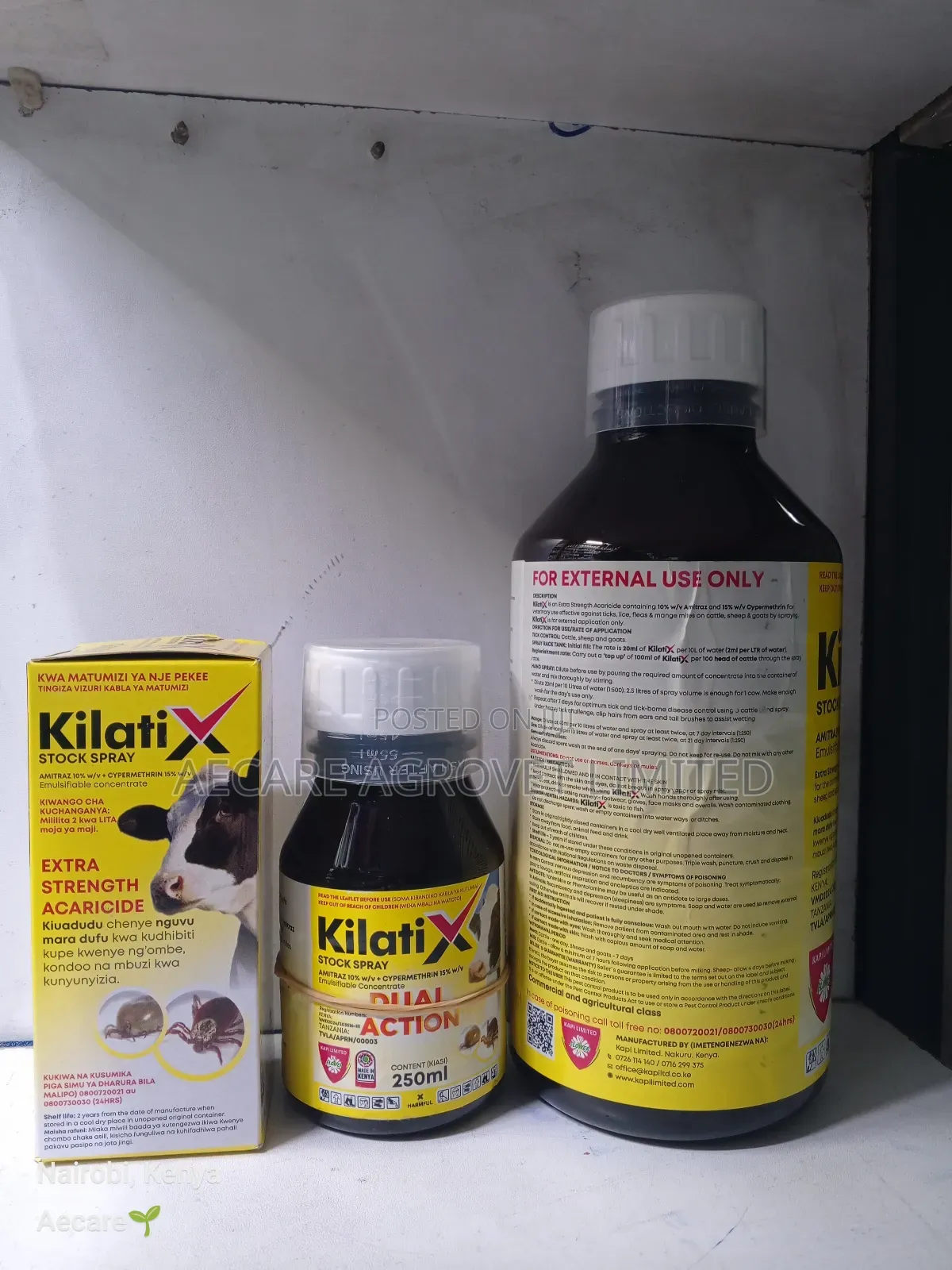 Kilatix Stock Spray Acaricide 100ml, 250ml, 1litre