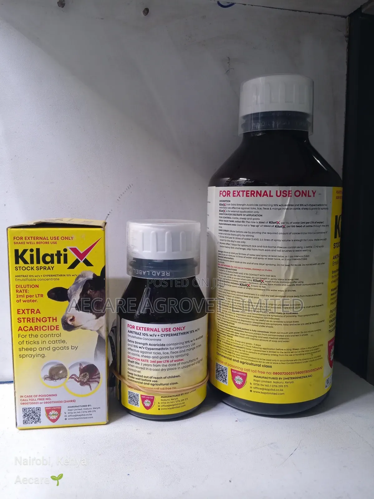 Kilatix Stock Spray Acaricide 100ml, 250ml, 1litre