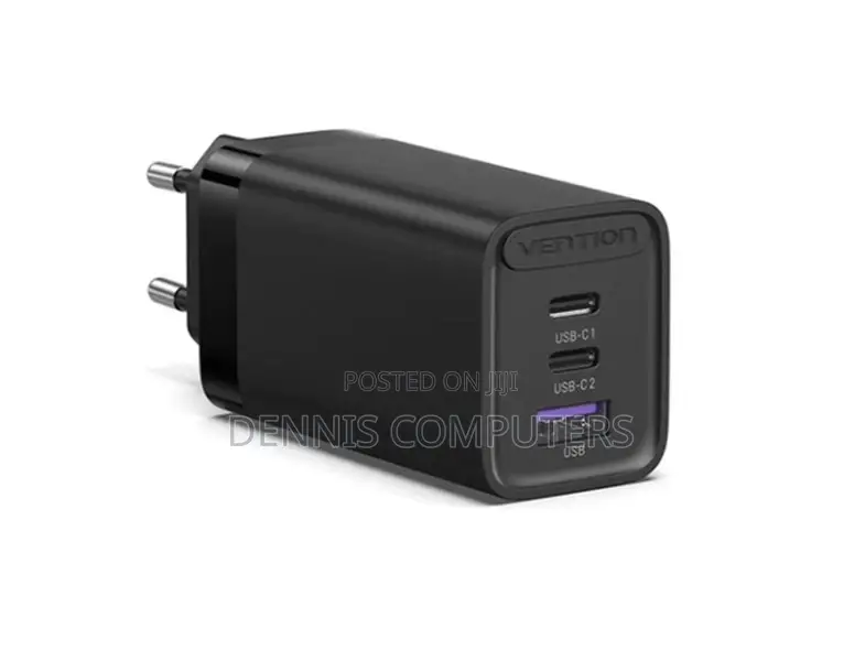 3-Port Usb(C+C+A) Gan Charger(65w/30w/30w) Uk-Plug Black