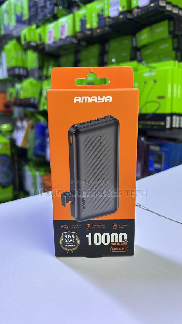 Amaya Apb‐P119 10000mah Power Bank – Built‐In Usb C + Lightning
