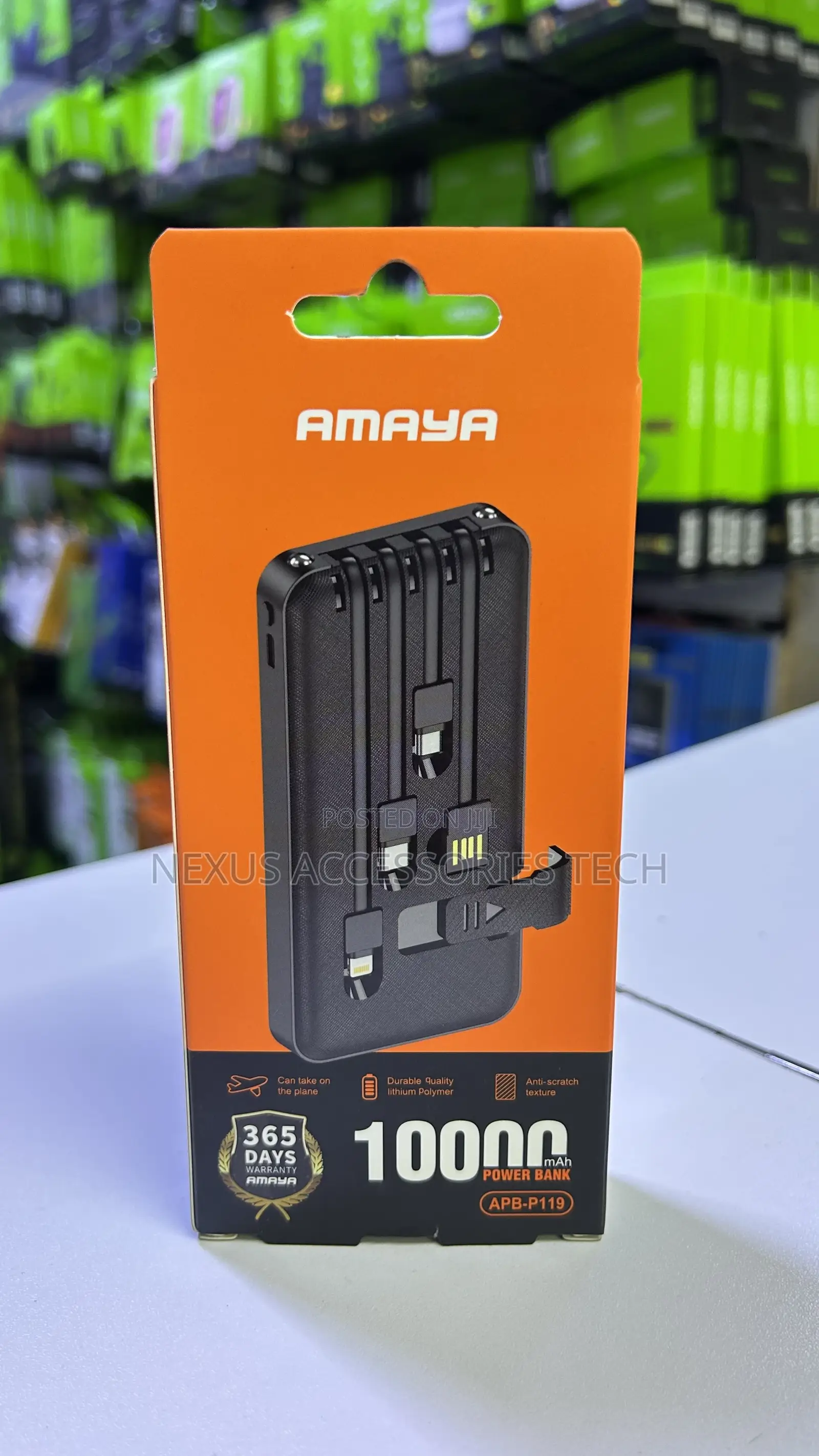Amaya Apb‐P119 10000mah Power Bank – Built‐In Usb C + Lightning