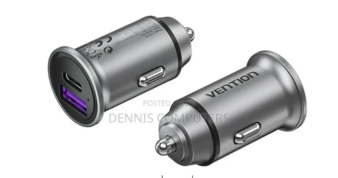 Vention Two-Port Usb A+A(30+30) Car Charger Gray Mini Style Aluminium