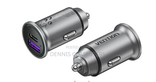 Vention Two-Port Usb A+A(30+30) Car Charger Gray Mini Style Aluminium