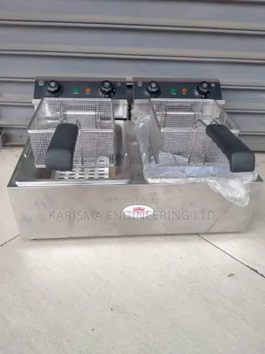 Commercial Stainless Steel Double Deep Fryer.