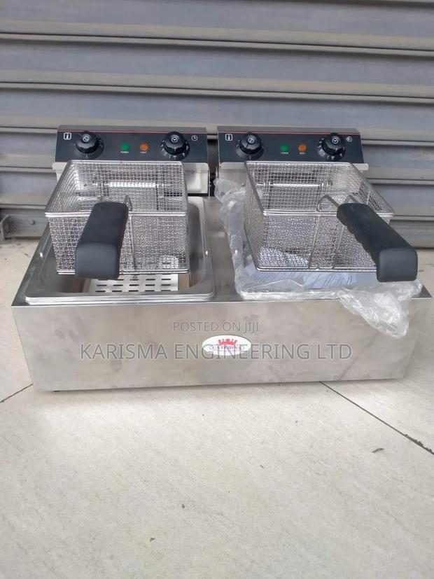 Commercial Stainless Steel Double Deep Fryer.