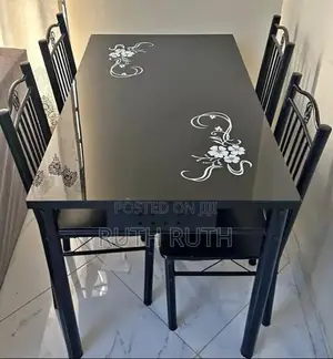 Black Marble Dinning Table, 4 Set