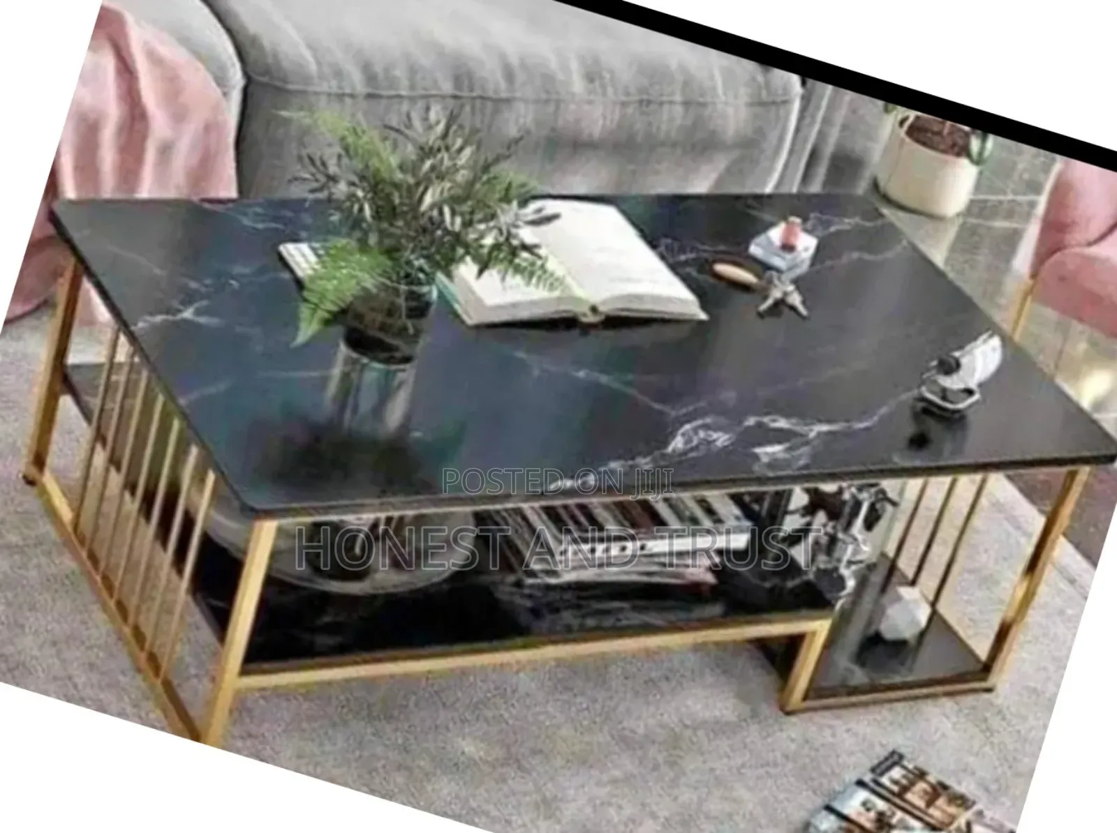 Black Marble Top With Golden Feet