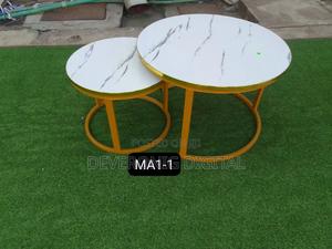 White Nesting Coffee Table Marble Effect (Mdf) - thumbnail 2
