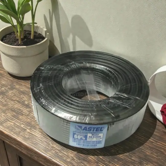 1 Year Warranty Astel 100m Rg6 Coaxial Cable Black Durable