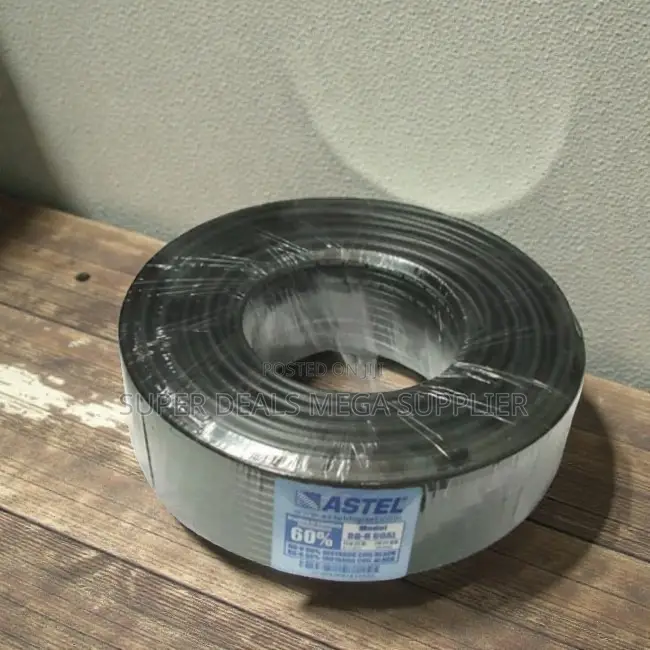 Long Transmission Distance Astel 100m Rg6 Coaxial Cable Black