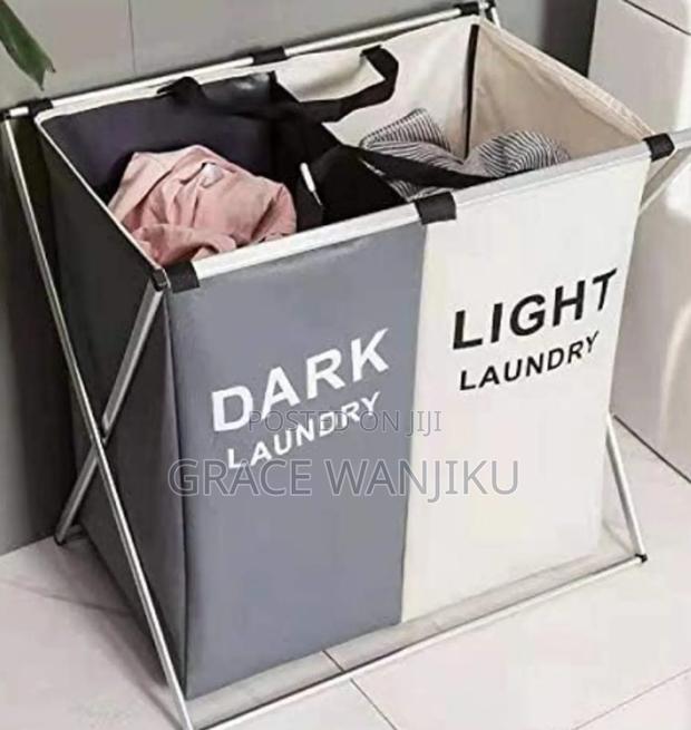 2 Grid Compartment Foldable Laundry Basket Organiser *