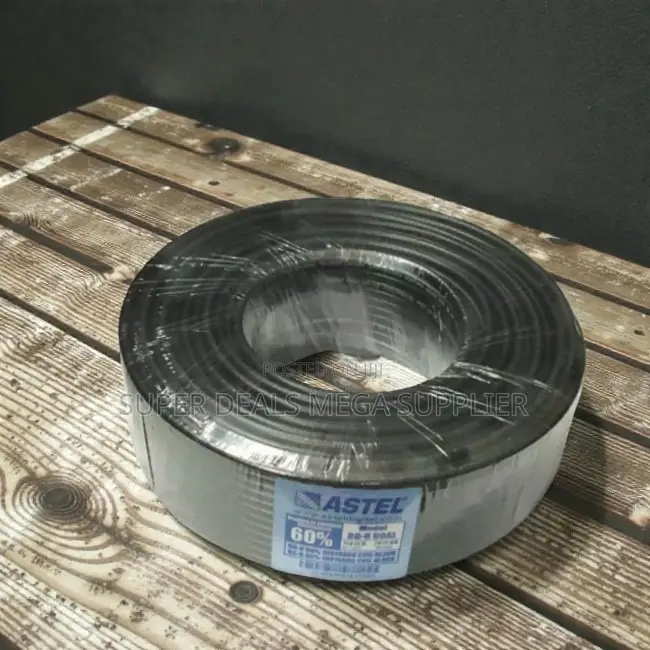 Energy Saving Astel 100m Rg6 Coaxial Cable Black Long Lasting