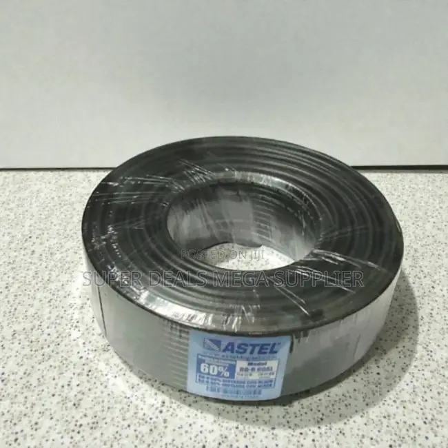 Compact Design Astel 100m Rg6 Coaxial Cable Black Easy Install