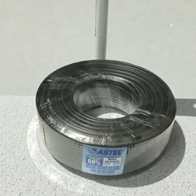 Convenient Astel 100m Rg6 Coaxial Cable Black Easy Setup