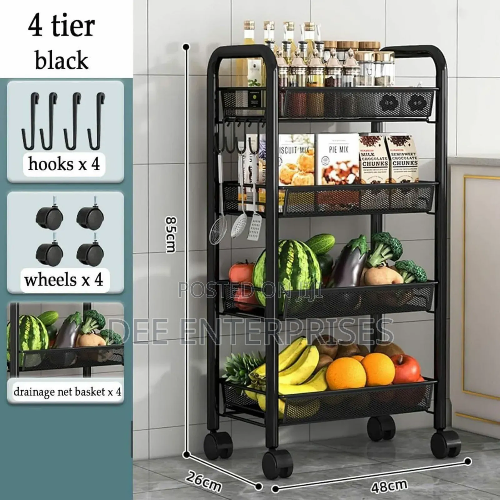 4 Layer Multifunctional Mesh Design Storage Trolley