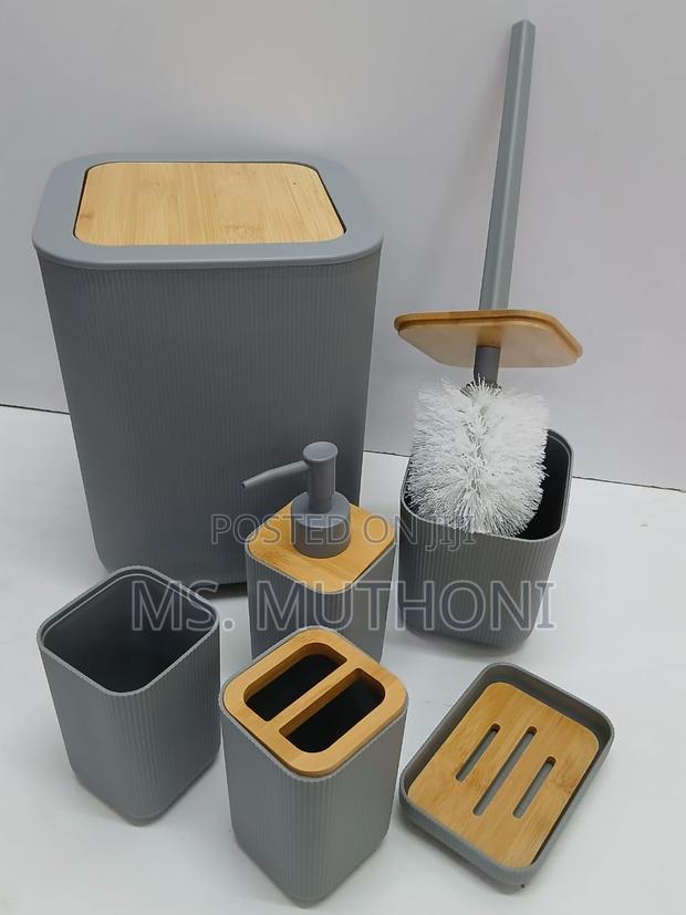 Bamboo 6-Piece Bathroom Accessories Set,