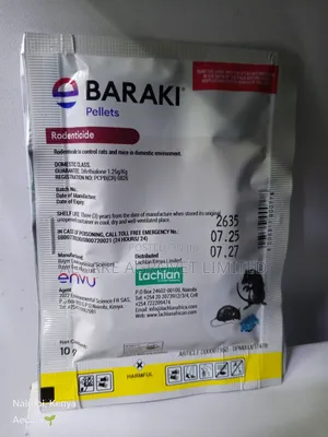 Baraki Pellets Rat, Mice Bait Rodenticide 10grams × 50 Pieces