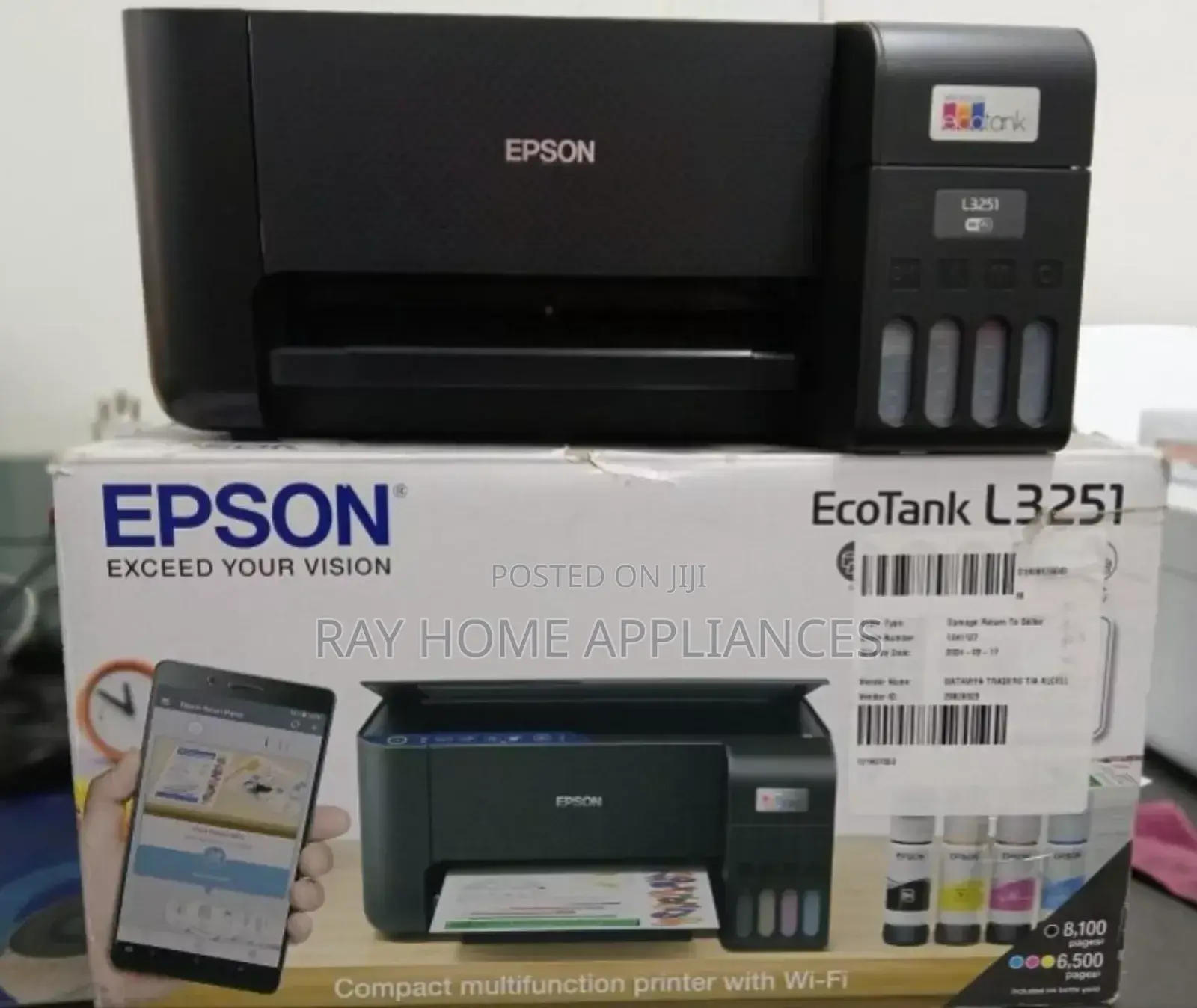 Epson Ecotank L3251 A4 Wifi Wireless All in One Ink Tank Printer