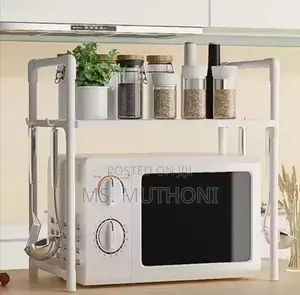 *2-Tier Adjustable Counter Top Microwave Oven Rack.