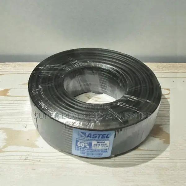 Stable Performance Astel 100m Rg6 Coaxial Cable Black Durable