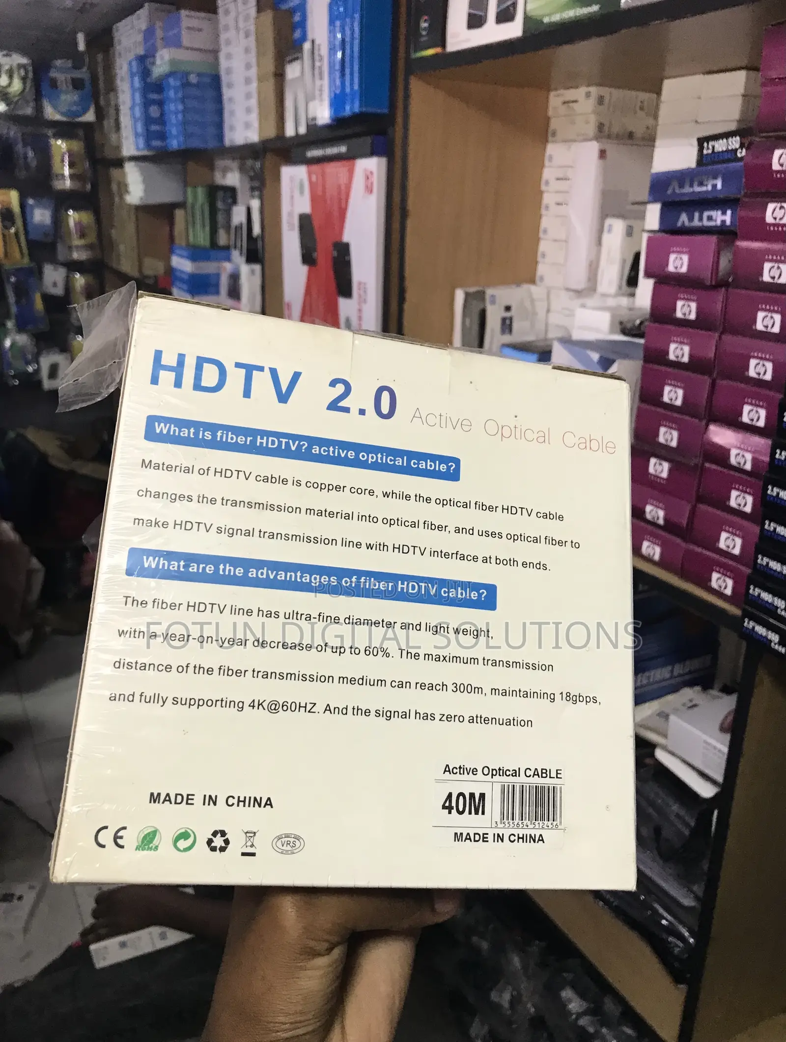 40m Active Optical Hdmi Cable - At 60hz Hdr, 18gbps Hdmi 2.0