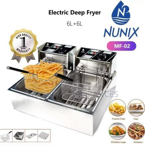 Nunix Double Tank 6+6lt Chips/Chicken Stainless Double Deep Fryer