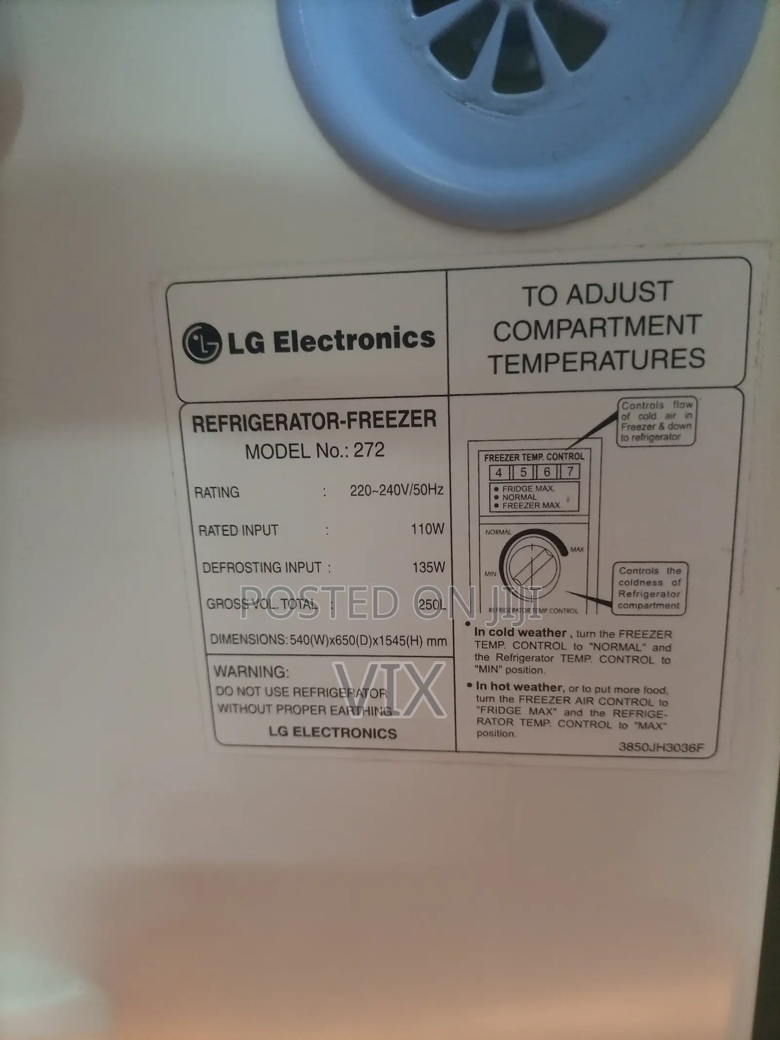 Lg Fridge 250l