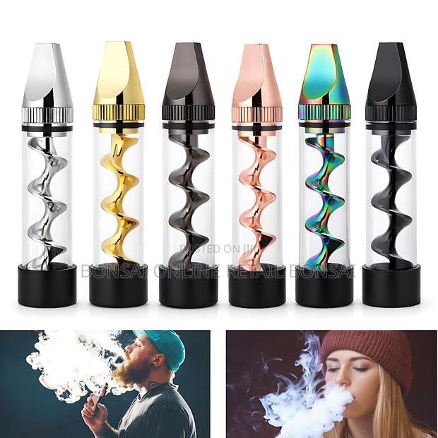 V12 Mini Twisty Glass Blunt Spiral Dry Herb Pipe Atomizer Silver