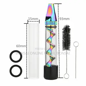V12 Mini Twisty Glass Blunt Spiral Dry Herb Pipe Atomizer Silver