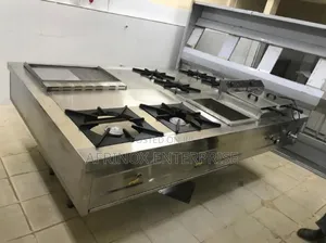 Combined Cooker, 6 Burners, Griddle, Deep Fryer and Chips Dumper.