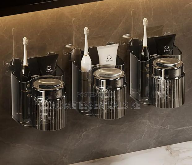 *Acrylic Wall Mounted Toothbrush Holder With Gargle Cup-Each