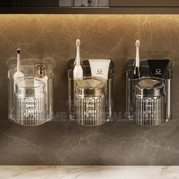 *Acrylic Wall Mounted Toothbrush Holder With Gargle Cup-Each - thumbnail 4