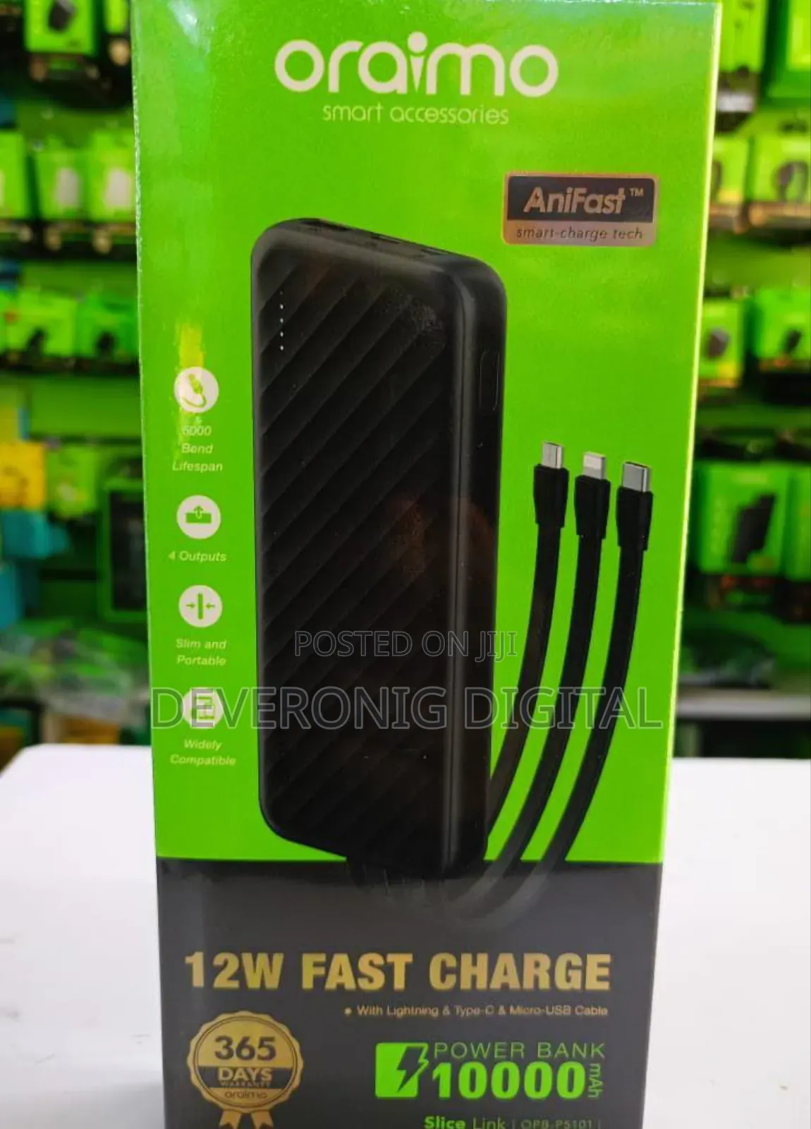 Oraimo P5101 12w Fast Charge Powerbank With Cables